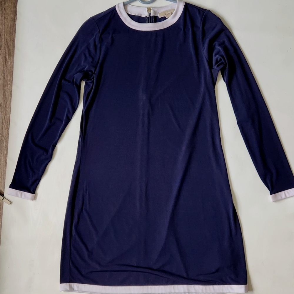 Michael Michael Kors Long Sleeve Polyester Navy Blue Dress Size S